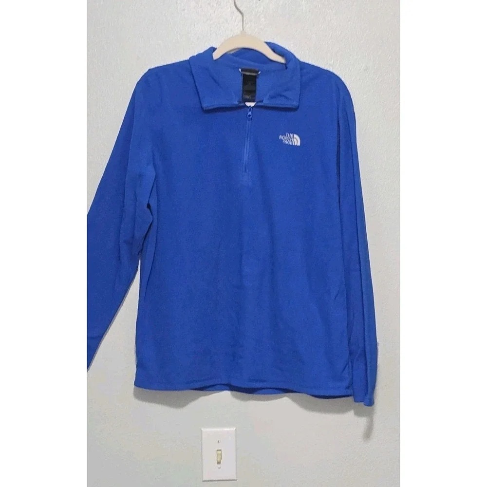 The North Face Mens Large Blue Full Zip Fleece Jacket Warm Mock Neck Outerwear